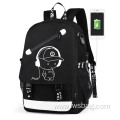 Custom Anti-Theft Luminous Anime USB Charging Bag College Laptop waterproof Backpack